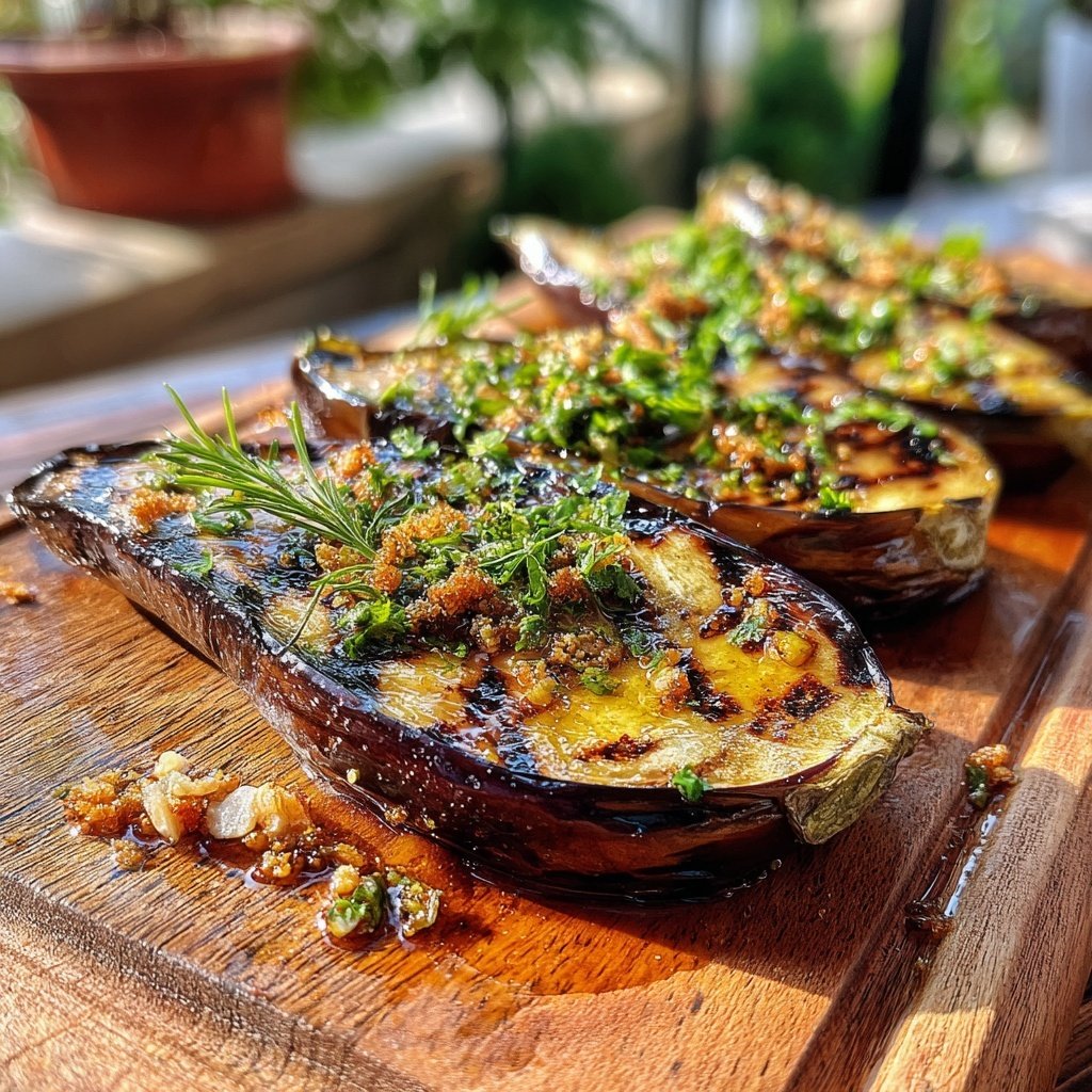 Gegrillte Auberginen Mit Knoblauch