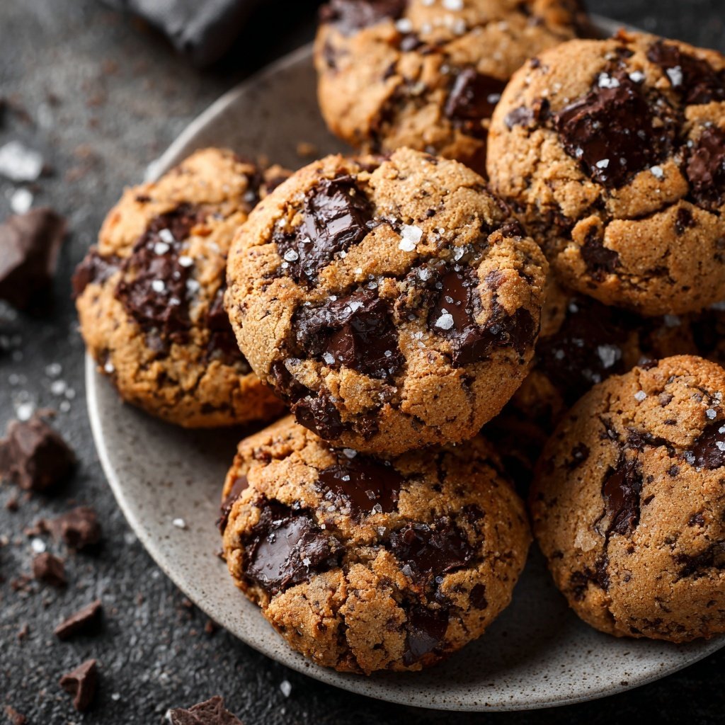 Cookies mit dunkler Schokolade und Meersalz