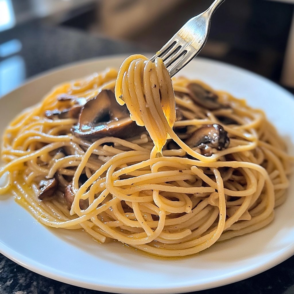 Spaghetti mit Pilzen und Petersilie