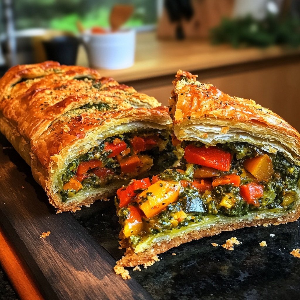 Gemüsestrudel mit Kräuterdip