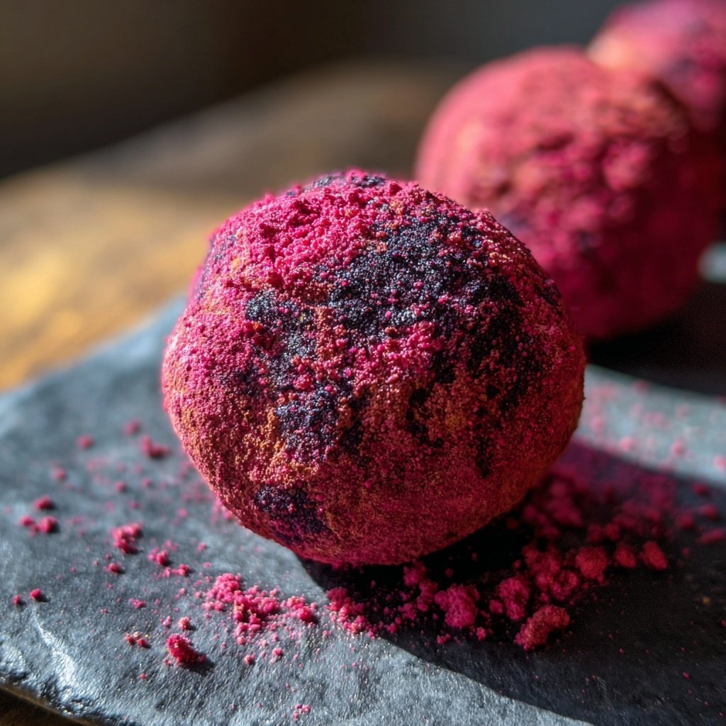 Trüffel mit Himbeerstaub