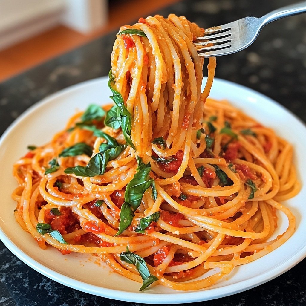 Spaghetti mit Tomaten-Basilikum-Sauce